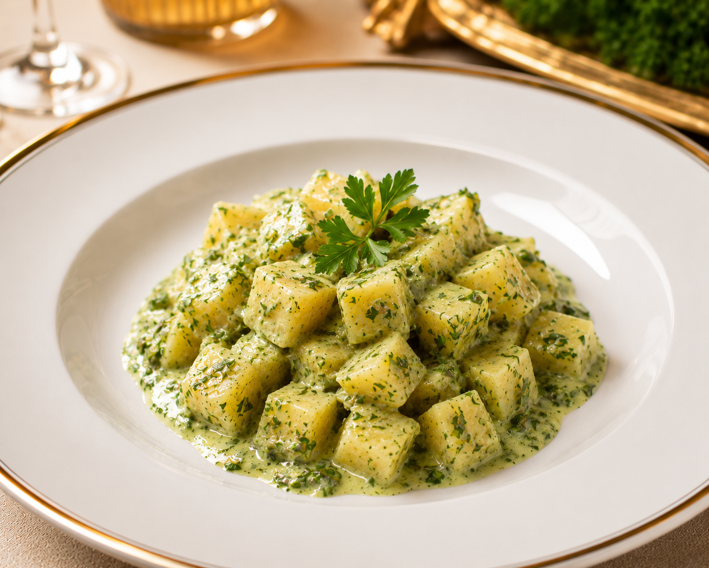Batata ao molho de cheiro-verde do Galettu's