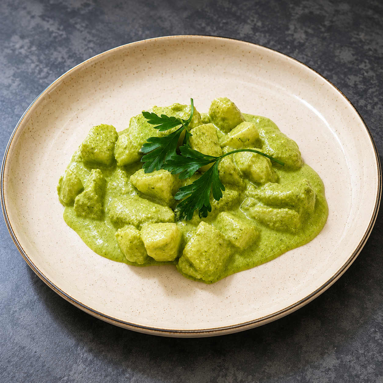 Batatinha Verde com molho de cheiro-verde